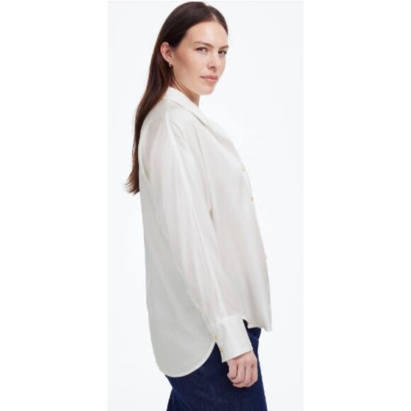 Madewell Oversized Relaxed Dolman Button-Up Shirt in Natural White Size XXS - Picture 2 of 10